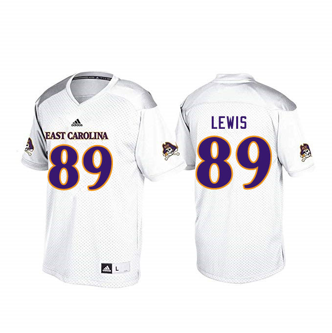 Men #89 Jeremy Lewis ECU Pirates College Football Jerseys Sale-White